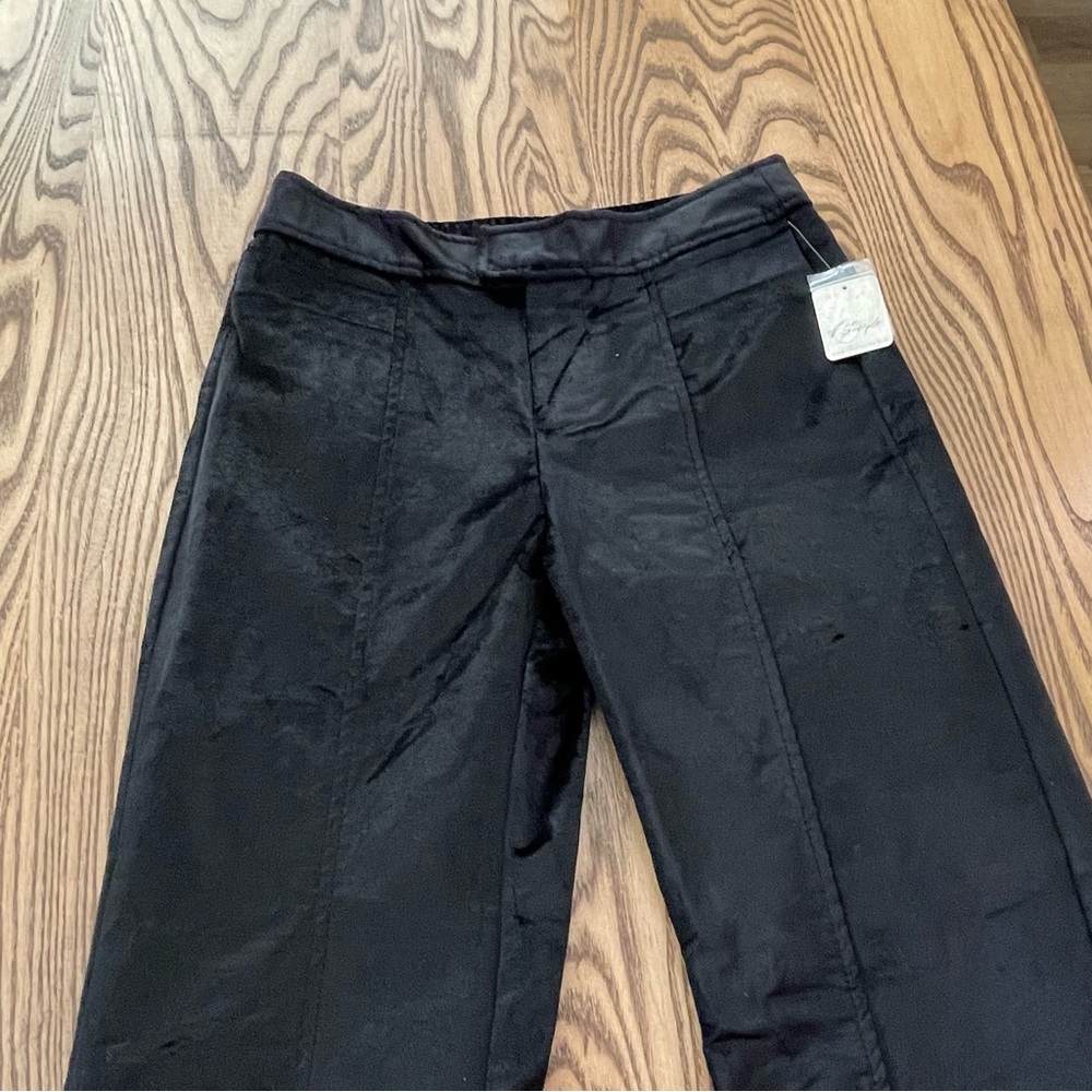 Free People Flare Pants Walk With You Velvet Black Flare Trousers NEW - Picture 2 of 13